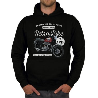 Herren Hoodie - Retro Bike dunkelgrau-rot XS