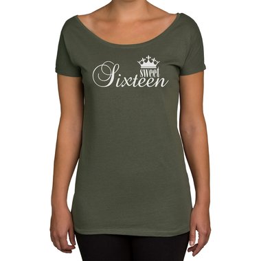 Damen T-Shirt U-Boot-Ausschnitt - Sweet Sixteen