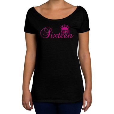 Damen T-Shirt U-Boot-Ausschnitt - Sweet Sixteen