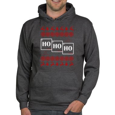 Herren Hoodie - HO HO HO dunkelgrau-weiss XS