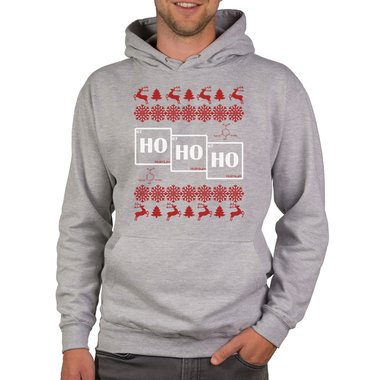 Herren Hoodie - HO HO HO dunkelgrau-weiss XS