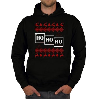 Herren Hoodie - HO HO HO dunkelgrau-weiss XS