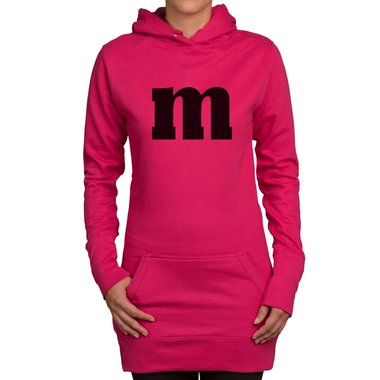 Damen Long Hoodie - M und M fuchsia-schwarz XS