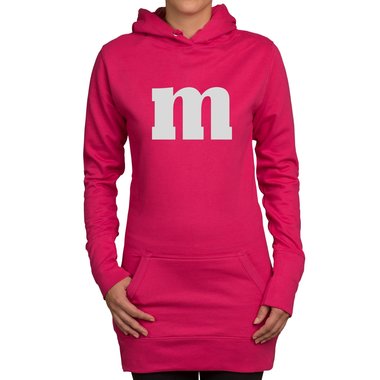 Damen Long Hoodie - M und M fuchsia-schwarz XS