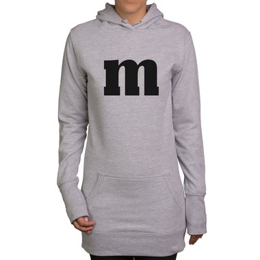 Damen Long Hoodie - M und M schwarz-weiss XL