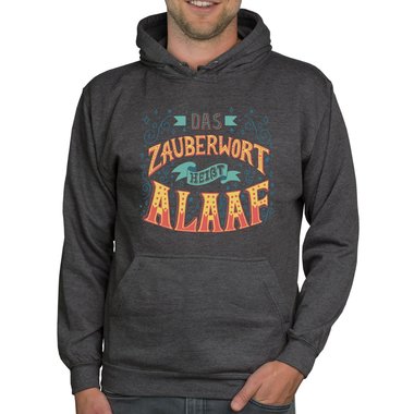 Herren Hoodie - Zauberwort Alaaf dunkelgrau-gelb XS