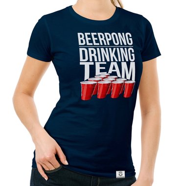 Damen T-Shirt - Beerpong Drinking Team weiss-schwarz XXL