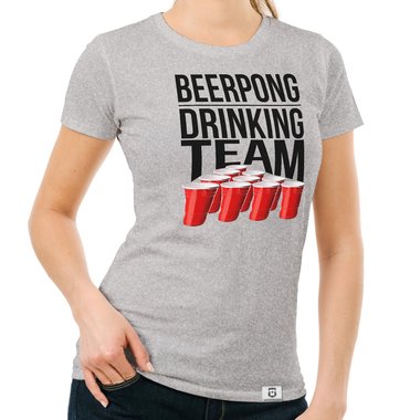 Damen T-Shirt - Beerpong Drinking Team weiss-schwarz XXL