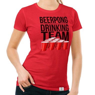 Damen T-Shirt - Beerpong Drinking Team weiss-schwarz XXL