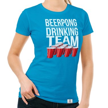 Damen T-Shirt - Beerpong Drinking Team weiss-schwarz XXL