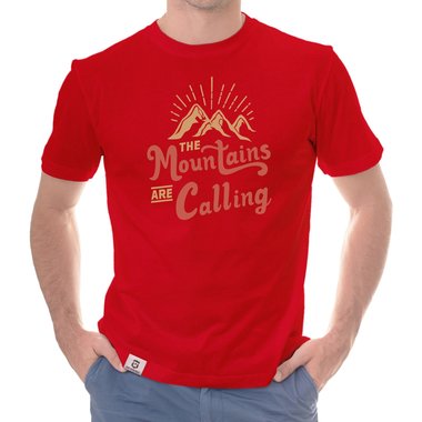 Herren T-Shirt - Mountains are calling dunkelblau-hellbraun S