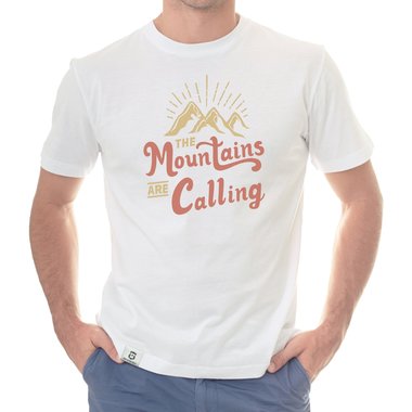 Herren T-Shirt - Mountains are calling dunkelblau-hellbraun S