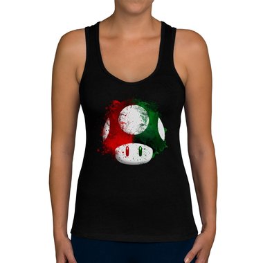 Damen Tank Top - Super Mario - Pilz hellgrau-rot XS