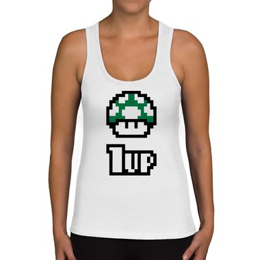 Damen Tank Top - Super Mario - 1 Up weiss-schwarz XXL