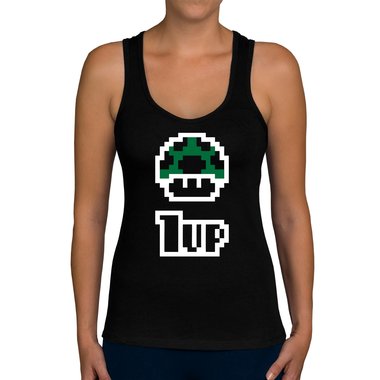 Damen Tank Top - Super Mario - 1 Up weiss-schwarz XXL