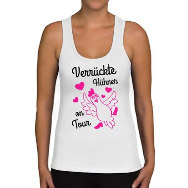 Damen Tank Top - Verrckte Hhner on Tour weiss-schwarz XXL