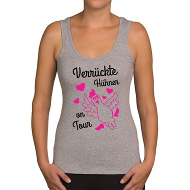 Damen Tank Top - Verrckte Hhner on Tour weiss-schwarz XXL