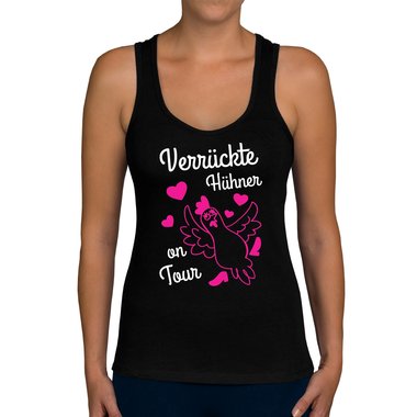 Damen Tank Top - Verrckte Hhner on Tour weiss-schwarz XXL