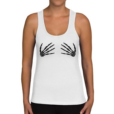 Damen Tank Top - Skelett Hnde weiss-schwarz XXL