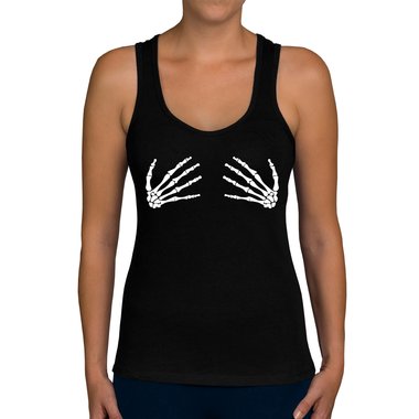 Damen Tank Top - Skelett Hnde weiss-schwarz XXL