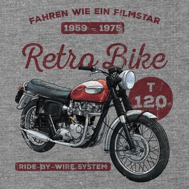 Herren T-Shirt - V-Ausschnitt - Retro Bike dunkelblau-weiss S