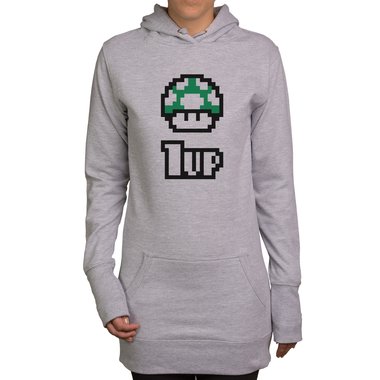 Damen Long Hoodie - Super Mario - 1 Up fuchsia-schwarz XS