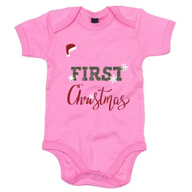 Baby Body - First Christmas mit Wunschnamen schwarz-rot 50-62