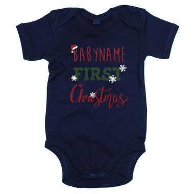 Baby Body - First Christmas mit Wunschnamen schwarz-rot 50-62