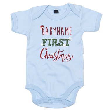 Baby Body - First Christmas mit Wunschnamen schwarz-rot 50-62