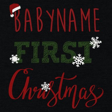 Baby Body - First Christmas mit Wunschnamen schwarz-rot 50-62