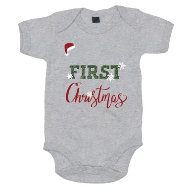 Baby Body - First Christmas mit Wunschnamen schwarz-rot 50-62