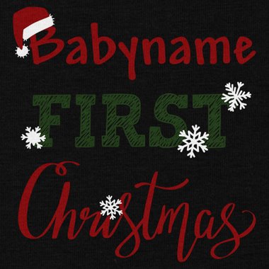 Baby Body - First Christmas mit Wunschnamen schwarz-rot 50-62