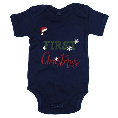 Baby Body - First Christmas mit Wunschnamen schwarz-rot 50-62