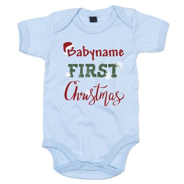 Baby Body - First Christmas mit Wunschnamen schwarz-rot 50-62