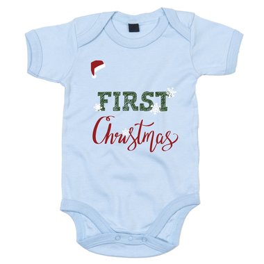 Baby Body - First Christmas mit Wunschnamen schwarz-rot 50-62