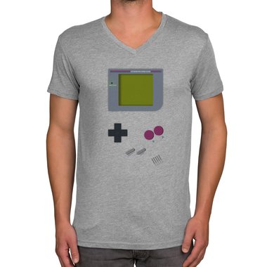 Herren T-Shirt - V-Ausschnitt - Gaming Classic weiss-grau XXXL