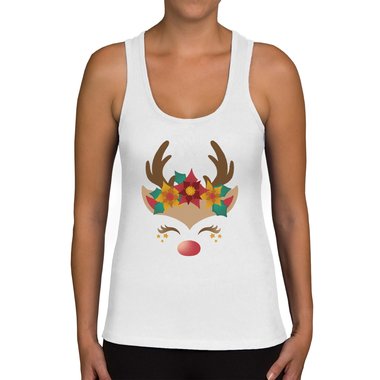 Damen Tank Top - Happy Rentier weiss-braun XXL