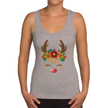 Damen Tank Top - Happy Rentier weiss-braun XXL