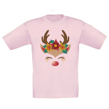 Kinder T-Shirt - Happy Rentier dunkelblau-braun 98-104