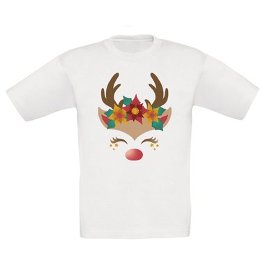 Kinder T-Shirt - Happy Rentier dunkelblau-braun 98-104