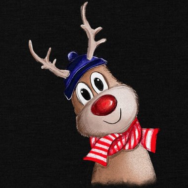 Kinder T-Shirt - Little Rudolph dunkelblau-rot 98-104