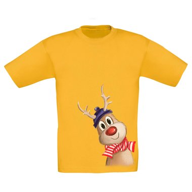 Kinder T-Shirt - Little Rudolph dunkelblau-rot 98-104