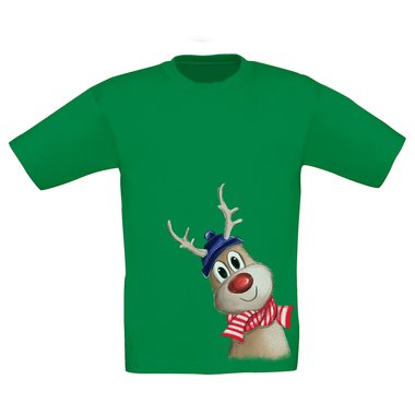 Kinder T-Shirt - Little Rudolph dunkelblau-rot 98-104