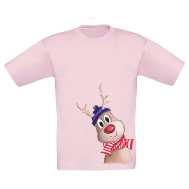 Kinder T-Shirt - Little Rudolph dunkelblau-rot 98-104