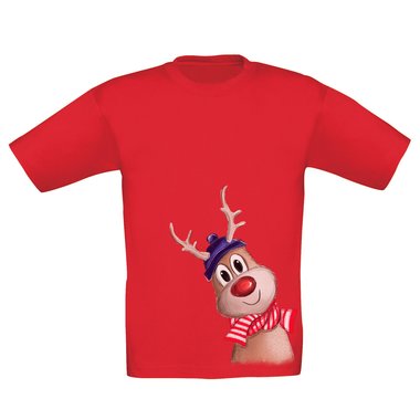 Kinder T-Shirt - Little Rudolph dunkelblau-rot 98-104