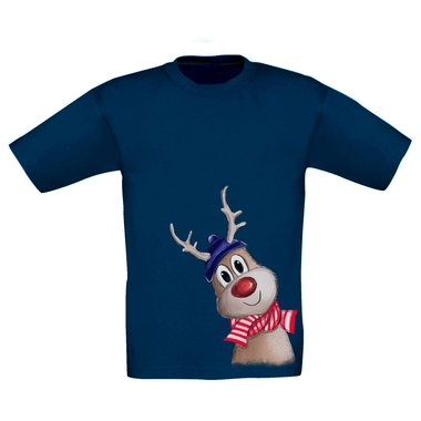 Kinder T-Shirt - Little Rudolph weiss-rot 152-164