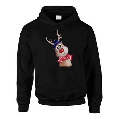 Kinder Hoodie - Little Rudolph dunkelblau-rot 98-104