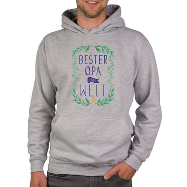 Herren Hoodie - Bester Opa der Welt hellgrau-dunkelblau 5XL