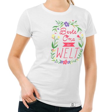 Damen T-Shirt - Beste Oma der Welt weiss-rot XXL