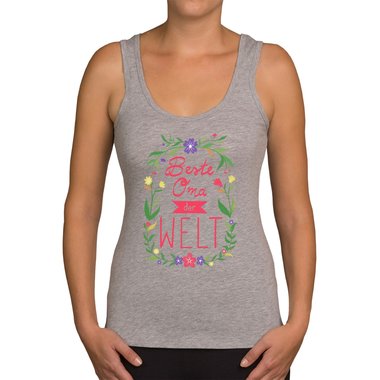 Damen Tank Top - Beste Oma der Welt hellgrau-rot XS